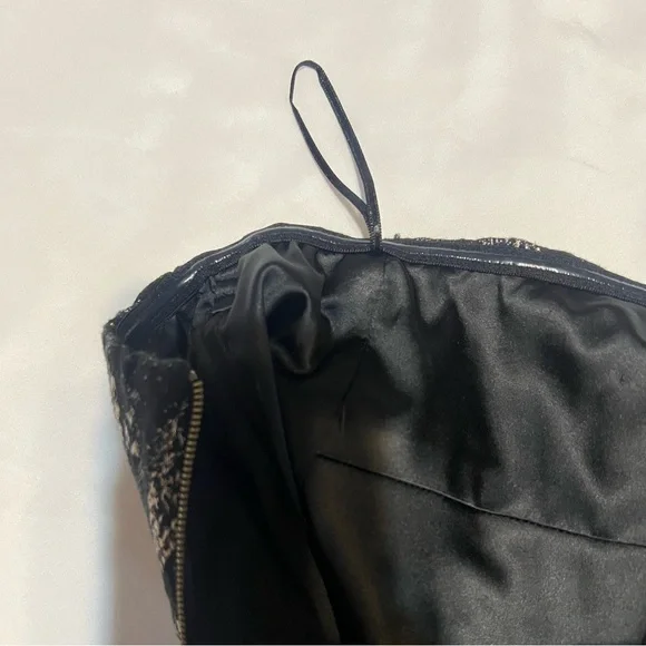 Express Snakeskin Print Black Strapless Mini Dress Fit and Flare Elegant Party 2 - Picture 11 of 12